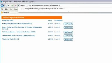 Blindfolded SQL Injection Demonstration Screenshot
