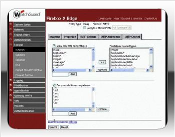 How do I block files with the SMTP proxy Screenshot